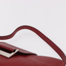 LOEWE Accessory Pouch Leather Red Silver Auth 191357-8