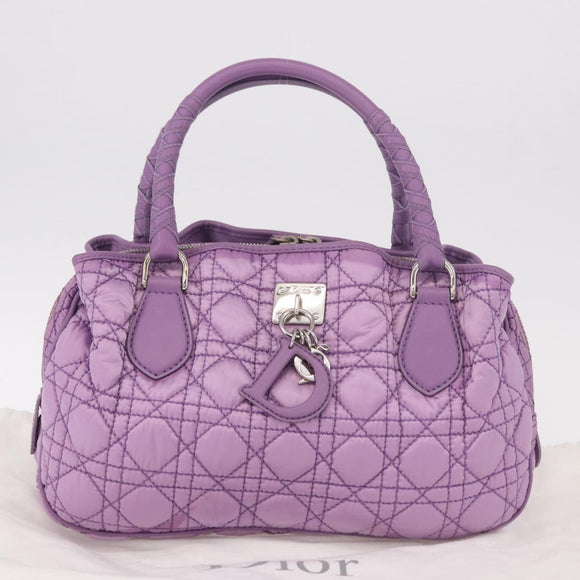 Christian Dior Canage Hand Bag Nylon Purple Silver Auth 191360