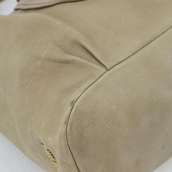 Miu Miu Tote Bag Leather 2way Beige Gold Auth 191362