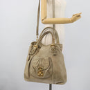Miu Miu Tote Bag Leather 2way Beige Gold Auth 191362-27