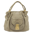 Miu Miu Tote Bag Leather 2way Beige Gold Auth 191362-13