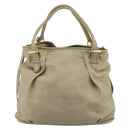 Miu Miu Tote Bag Leather 2way Beige Gold Auth 191362-2