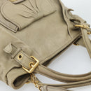 Miu Miu Tote Bag Leather 2way Beige Gold Auth 191362-6