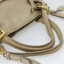 Miu Miu Tote Bag Leather 2way Beige Gold Auth 191362-7