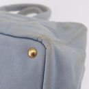PRADA Canapa MM Hand Bag Canvas Light Blue Gold Auth 191363-16