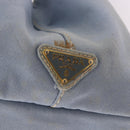 PRADA Canapa MM Hand Bag Canvas Light Blue Gold Auth 191363-10