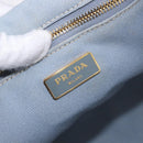 PRADA Canapa MM Hand Bag Canvas Light Blue Gold Auth 191363-17