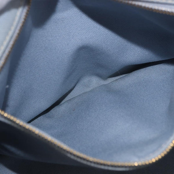 PRADA Canapa MM Hand Bag Canvas Light Blue Gold Auth 191363
