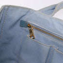 PRADA Canapa MM Hand Bag Canvas Light Blue Gold Auth 191363-22
