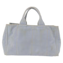 PRADA Canapa MM Hand Bag Canvas Light Blue Gold Auth 191363-2