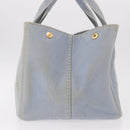 PRADA Canapa MM Hand Bag Canvas Light Blue Gold Auth 191363-3