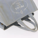 PRADA Canapa MM Hand Bag Canvas Light Blue Gold Auth 191363-6