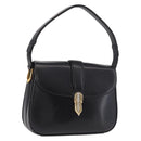 GUCCI Shoulder Bag Leather Black Gold Auth 191364-1