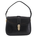 GUCCI Shoulder Bag Leather Black Gold Auth 191364-2