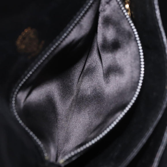 GUCCI Shoulder Bag Leather Black Gold Auth 191364