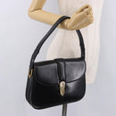 GUCCI Shoulder Bag Leather Black Gold Auth 191364-24