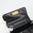 Salvatore Ferragamo Gancini Hand Bag Leather Black Gold Auth 191365-19