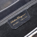 Salvatore Ferragamo Gancini Hand Bag Leather Black Gold Auth 191365-12