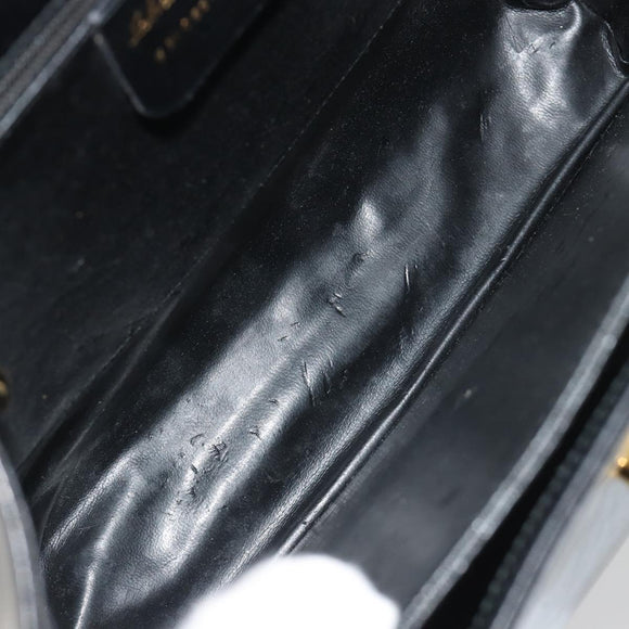 Salvatore Ferragamo Gancini Hand Bag Leather Black Gold Auth 191365