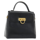 Salvatore Ferragamo Gancini Hand Bag Leather Black Gold Auth 191365-1