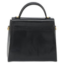 Salvatore Ferragamo Gancini Hand Bag Leather Black Gold Auth 191365-2
