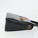 Salvatore Ferragamo Gancini Hand Bag Leather Black Gold Auth 191365-3