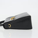 Salvatore Ferragamo Gancini Hand Bag Leather Black Gold Auth 191365-4