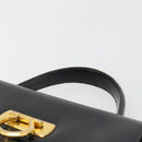 Salvatore Ferragamo Gancini Hand Bag Leather Black Gold Auth 191365-14