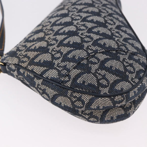 Christian Dior Trotter Canvas Saddle Accessory Pouch Navy Gold Auth 191368V