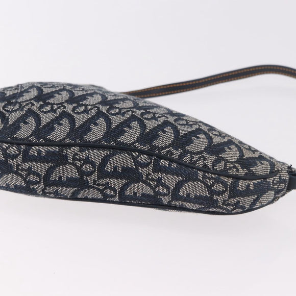 Christian Dior Trotter Canvas Saddle Accessory Pouch Navy Gold Auth 191368V