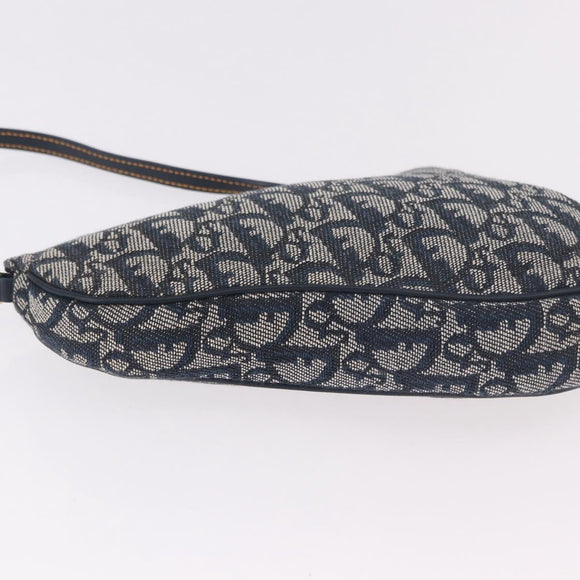 Christian Dior Trotter Canvas Saddle Accessory Pouch Navy Gold Auth 191368V