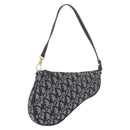 Christian Dior Trotter Canvas Saddle Accessory Pouch Navy Gold Auth 191368V-1