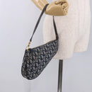 Christian Dior Trotter Canvas Saddle Accessory Pouch Navy Gold Auth 191368V-20