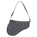 Christian Dior Trotter Canvas Saddle Accessory Pouch Navy Gold Auth 191368V-13