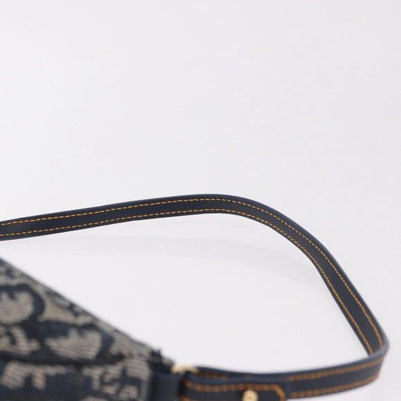 Christian Dior Trotter Canvas Saddle Accessory Pouch Navy Gold Auth 191368V
