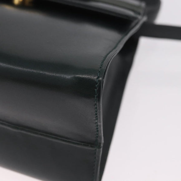 Salvatore Ferragamo Vala Hand Bag Leather 2way Green Gold Auth 191369A