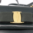 Salvatore Ferragamo Vala Hand Bag Leather 2way Green Gold Auth 191369A-16