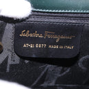 Salvatore Ferragamo Vala Hand Bag Leather 2way Green Gold Auth 191369A-18