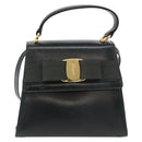 Salvatore Ferragamo Vala Hand Bag Leather 2way Green Gold Auth 191369A-2