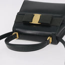 Salvatore Ferragamo Vala Hand Bag Leather 2way Green Gold Auth 191369A-6