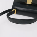 Salvatore Ferragamo Vala Hand Bag Leather 2way Green Gold Auth 191369A-7