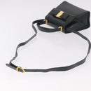 Salvatore Ferragamo Vala Hand Bag Leather 2way Green Gold Auth 191369A-9