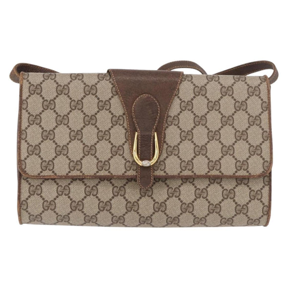 GUCCI GG Supreme Shoulder Bag PVC Beige Gold 904 02 050 Auth 191371