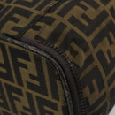 FENDI Zucca Canvas Vanity Hand Bag Black Brown Auth 191374-15