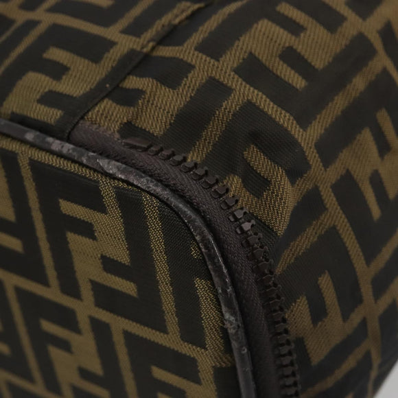 FENDI Zucca Canvas Vanity Hand Bag Black Brown Auth 191374