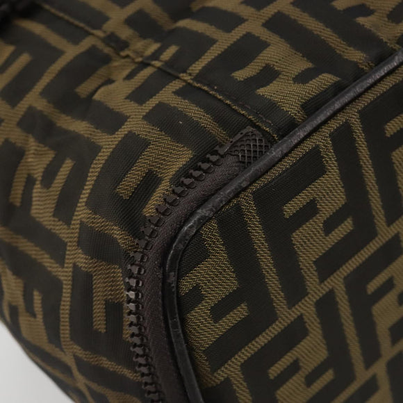 FENDI Zucca Canvas Vanity Hand Bag Black Brown Auth 191374
