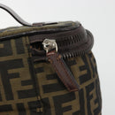 FENDI Zucca Canvas Vanity Hand Bag Black Brown Auth 191374-17