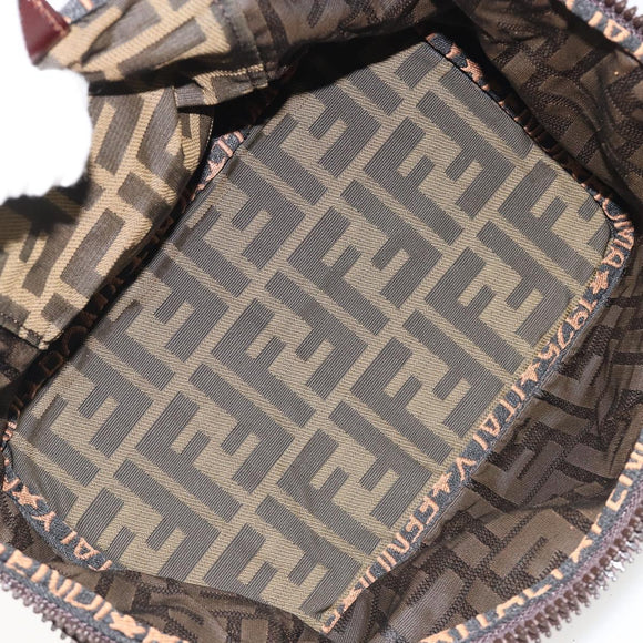FENDI Zucca Canvas Vanity Hand Bag Black Brown Auth 191374