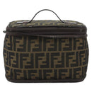 FENDI Zucca Canvas Vanity Hand Bag Black Brown Auth 191374-13