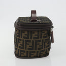 FENDI Zucca Canvas Vanity Hand Bag Black Brown Auth 191374-3